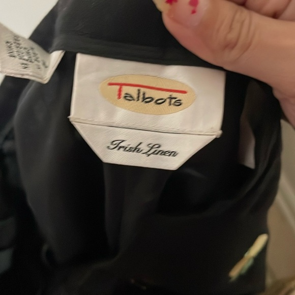 Talbots Black Irish Linen Pants with Lemon Design Size 16 - Picture 3 of 8